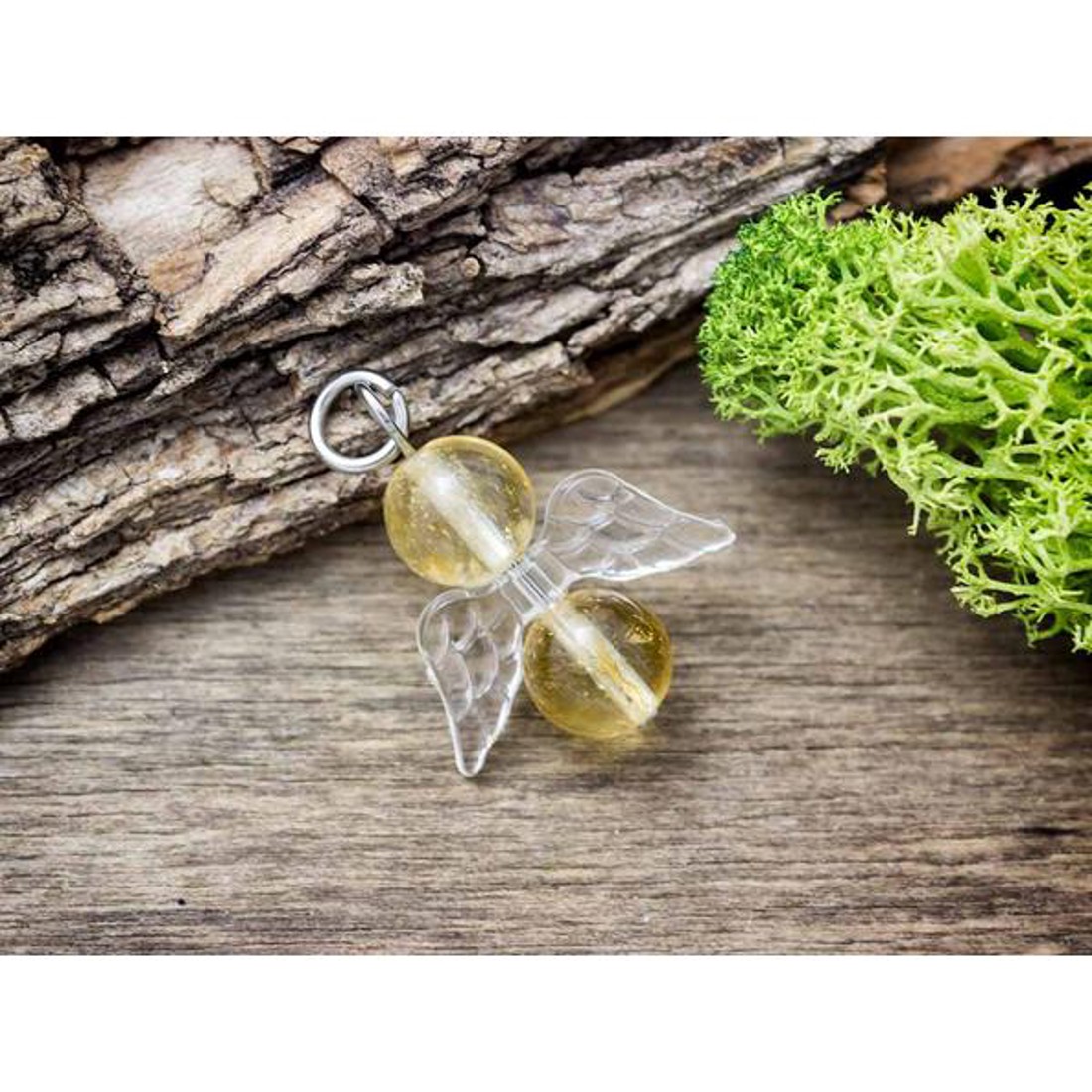 Gazdagság angyal citrin ásvány medál - ékszer - nyaklánc - medál - Meska.hu