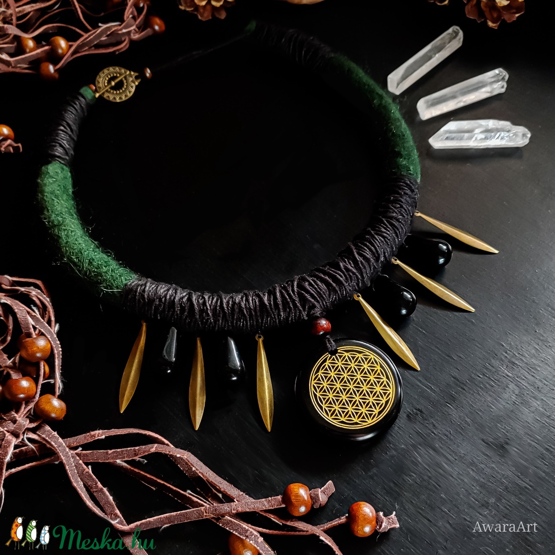 Obszidián nyaklánc - ékszer - nyaklánc - Meska.hu