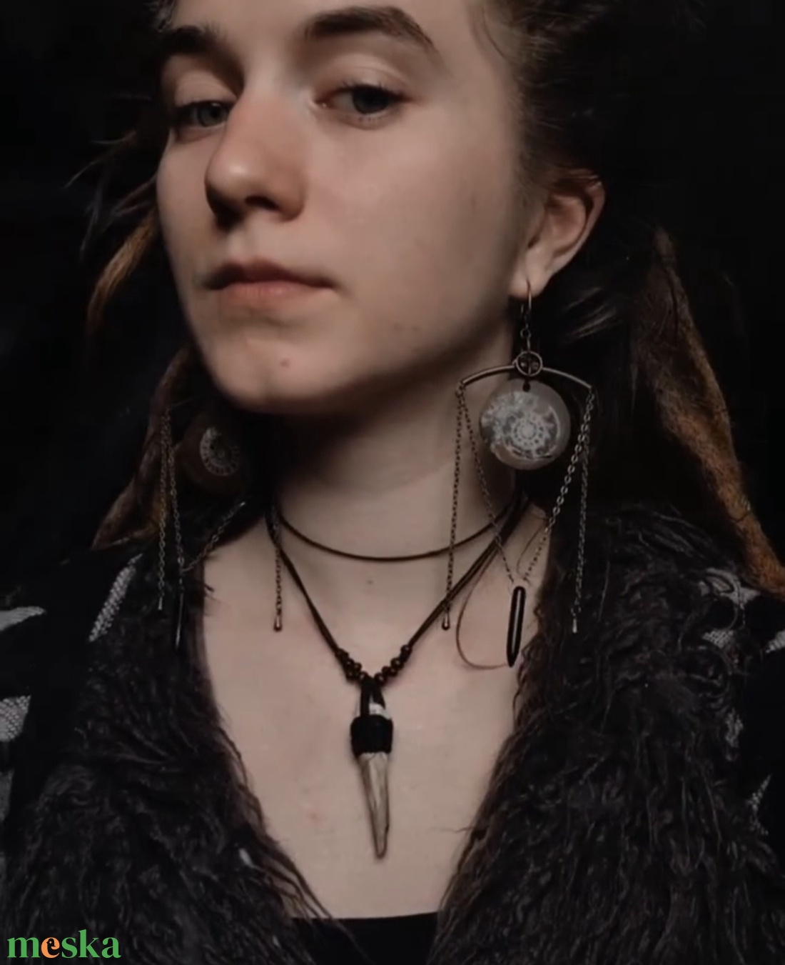 Ősidő fosszilis fülbevaló - ékszer - fülbevaló - lógó fülbevaló - Meska.hu