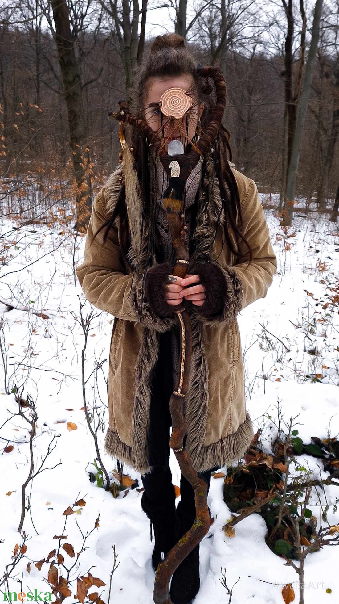 Téli Napforduló sámánbot - kellékek & szerszámok - dekorációs kellékek - egyéb kellékek - Meska.hu