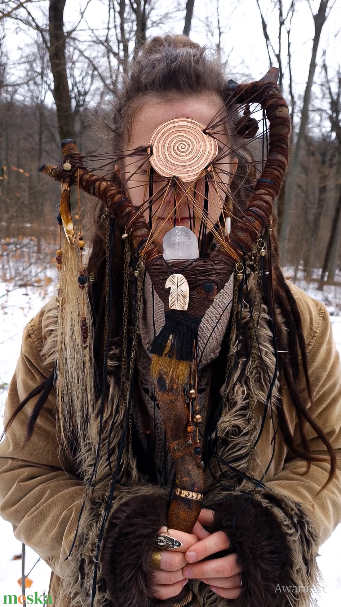 Téli Napforduló sámánbot - kellékek & szerszámok - dekorációs kellékek - egyéb kellékek - Meska.hu