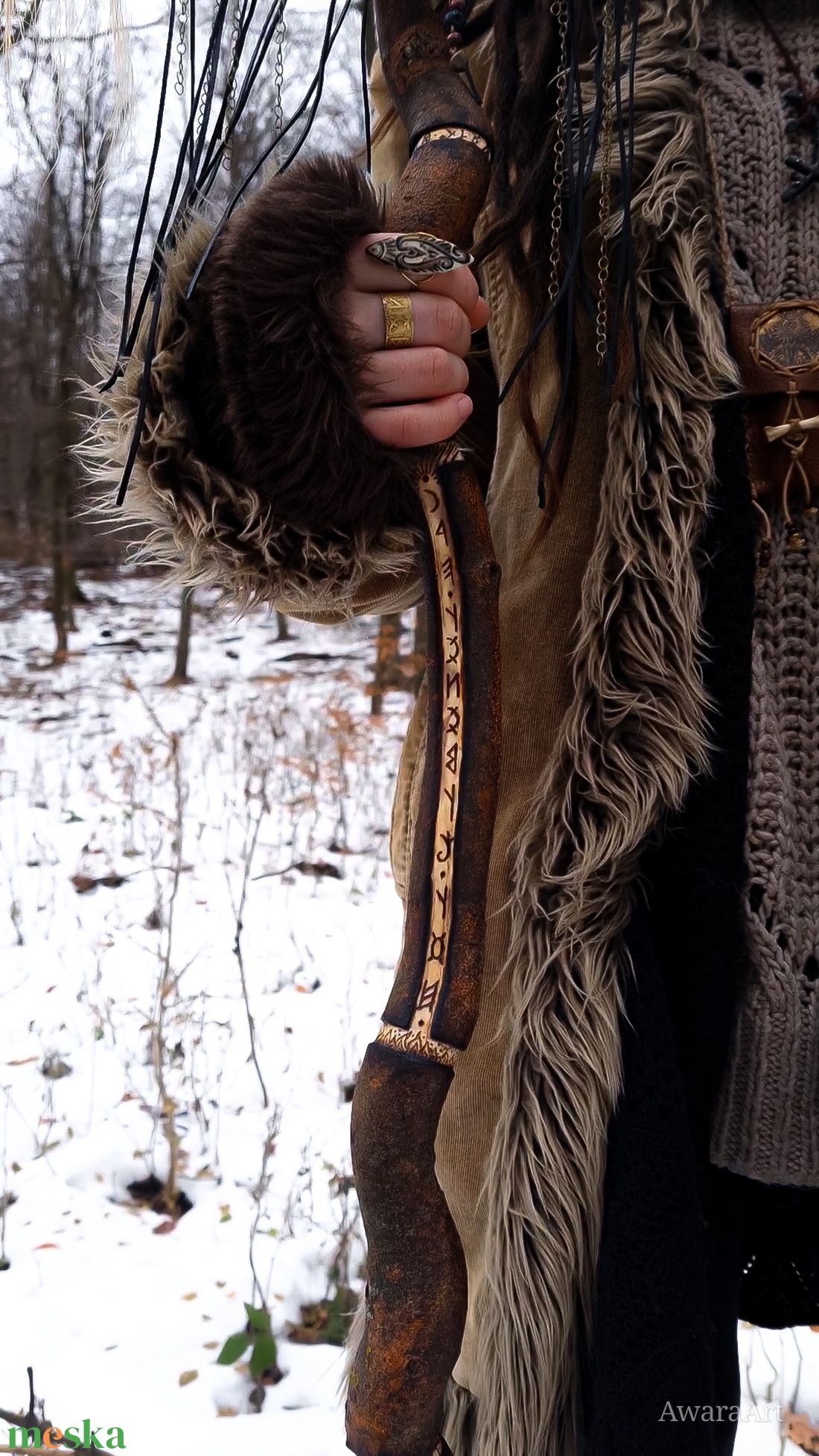 Téli Napforduló sámánbot - kellékek & szerszámok - dekorációs kellékek - egyéb kellékek - Meska.hu