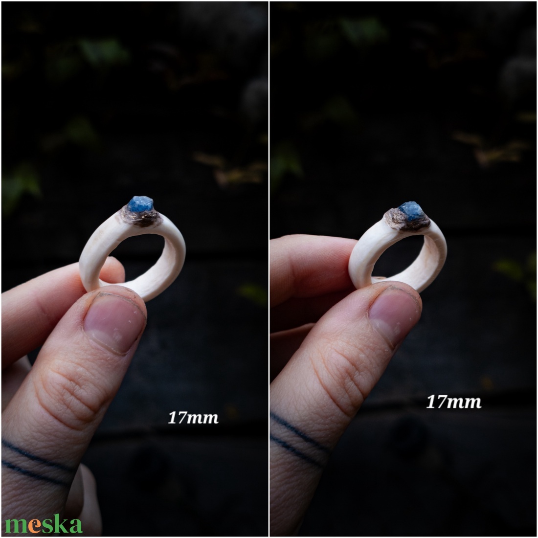 Jégvilág gyűrű, avagy Nyers Zafír és csont találkozása � - ékszer - gyűrű - statement gyűrű - Meska.hu