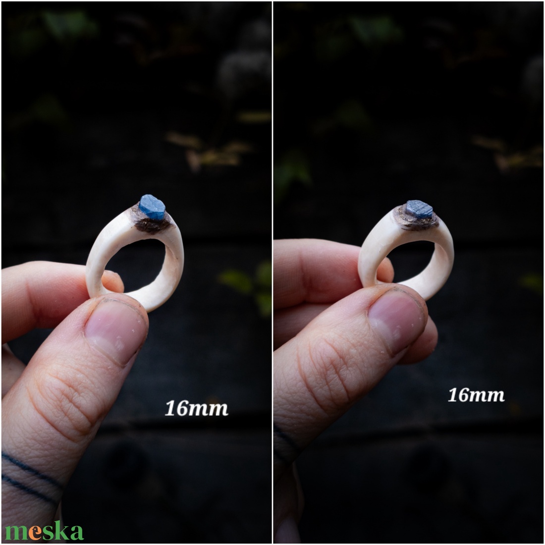 Jégvilág gyűrű, avagy Nyers Zafír és csont találkozása � - ékszer - gyűrű - statement gyűrű - Meska.hu