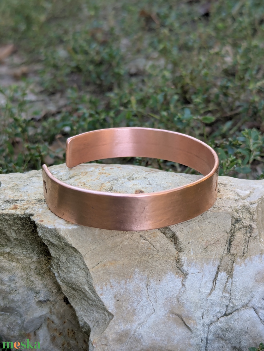 Réz karkötő - Keresztény keresztes - 13 mm - vörösréz - Névvel, dátummal személyre szabható - tökéletes ajándék  - ékszer - karkötő - széles karkötő - Meska.hu