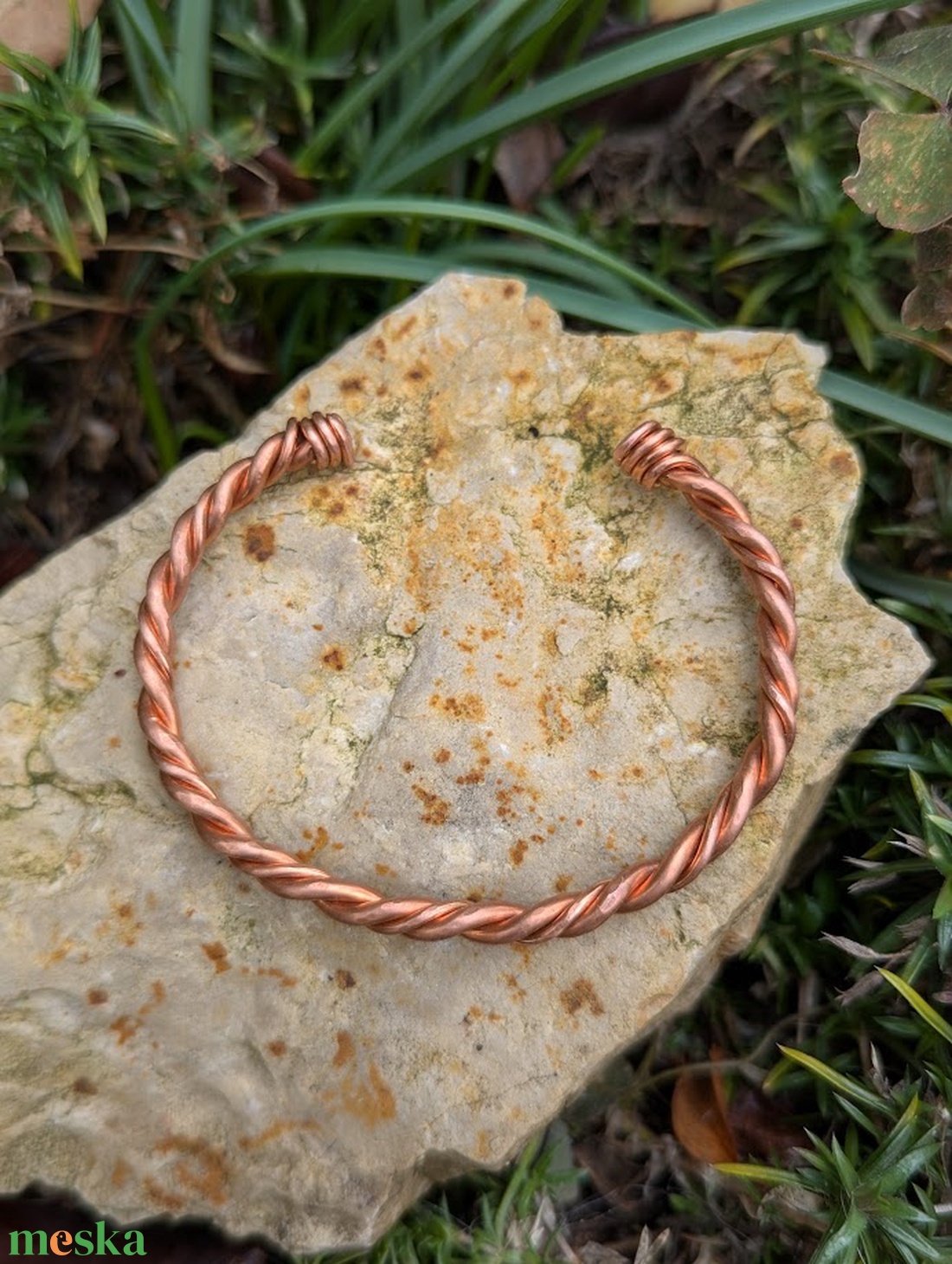 Réz karkötő � Fonott � 4 mm � Vörösréz � Kézzel készített - ékszer - karkötő - karperec - Meska.hu