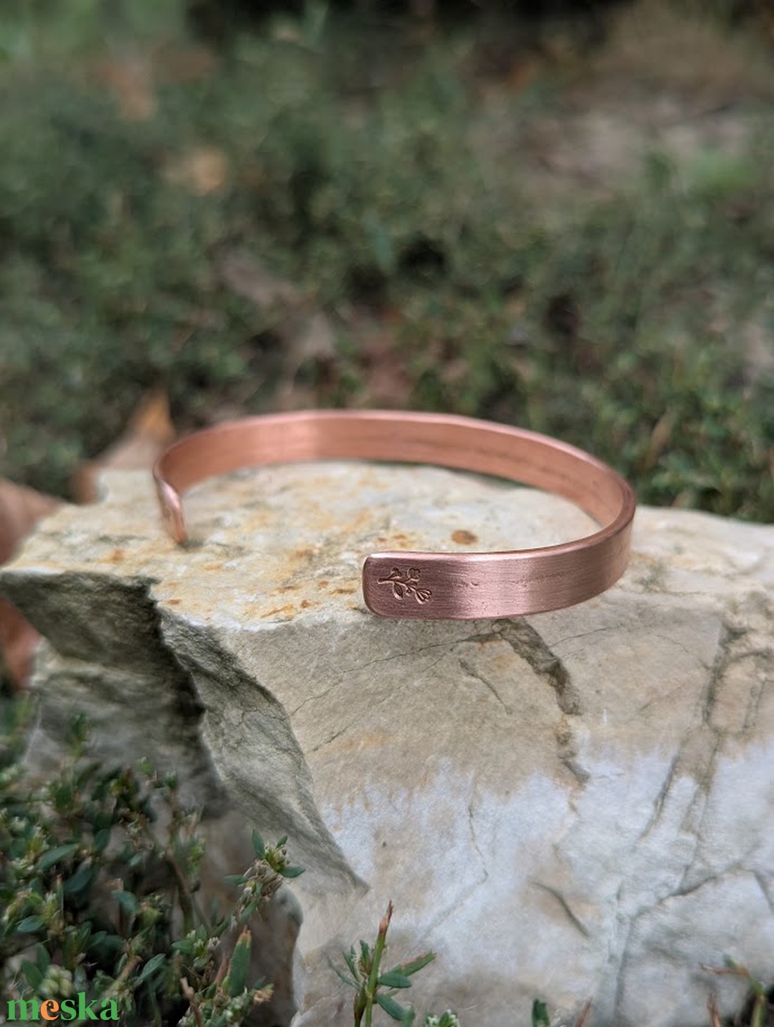 Réz karkötő � keresztény kereszttel, 8 mm, újrahasznosított vörösrézből, kézzel készített, névvel szemé - ékszer - karkötő - karperec - Meska.hu