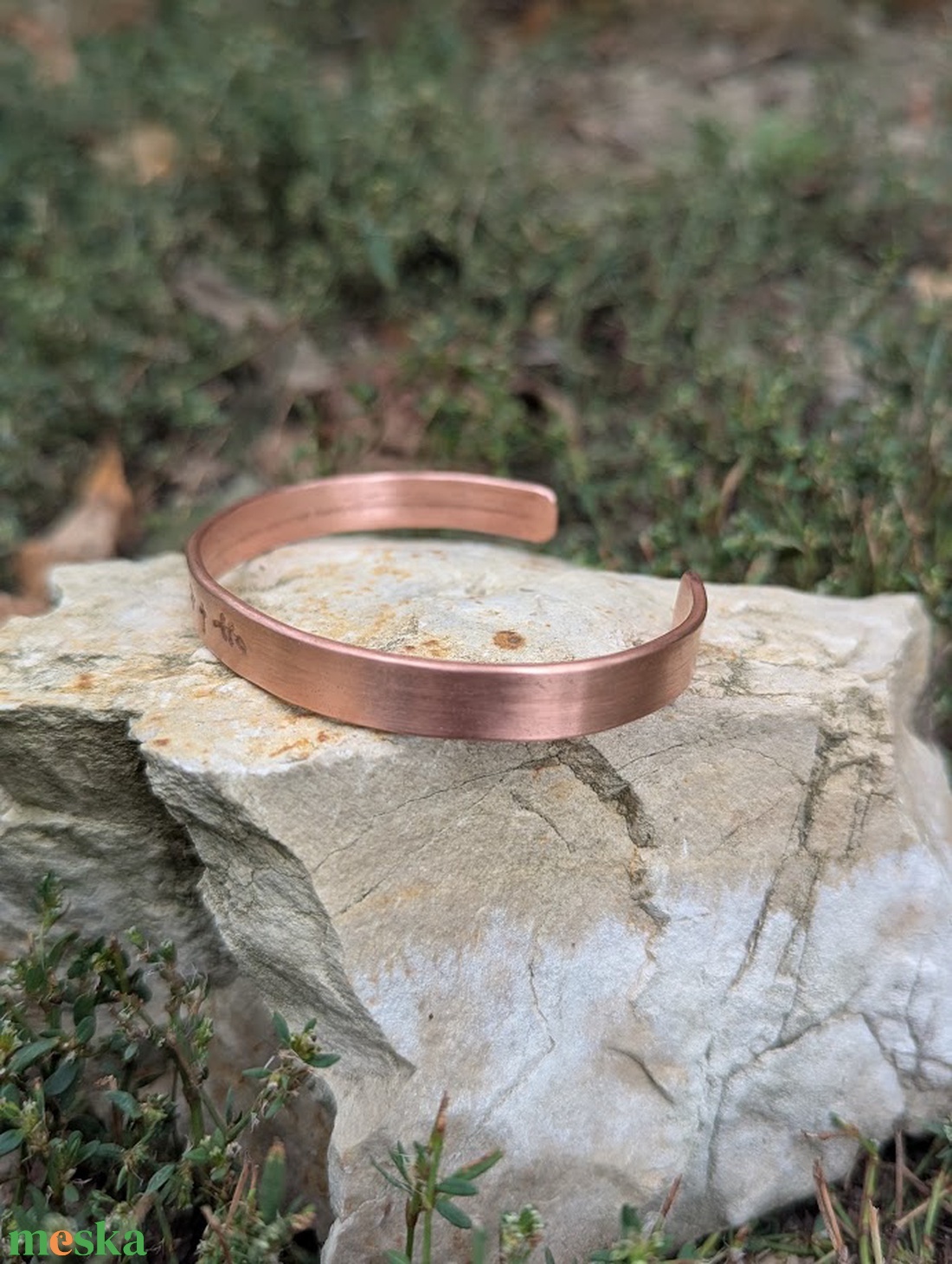 Réz karkötő � keresztény kereszttel, 8 mm, újrahasznosított vörösrézből, kézzel készített, névvel szemé - ékszer - karkötő - karperec - Meska.hu