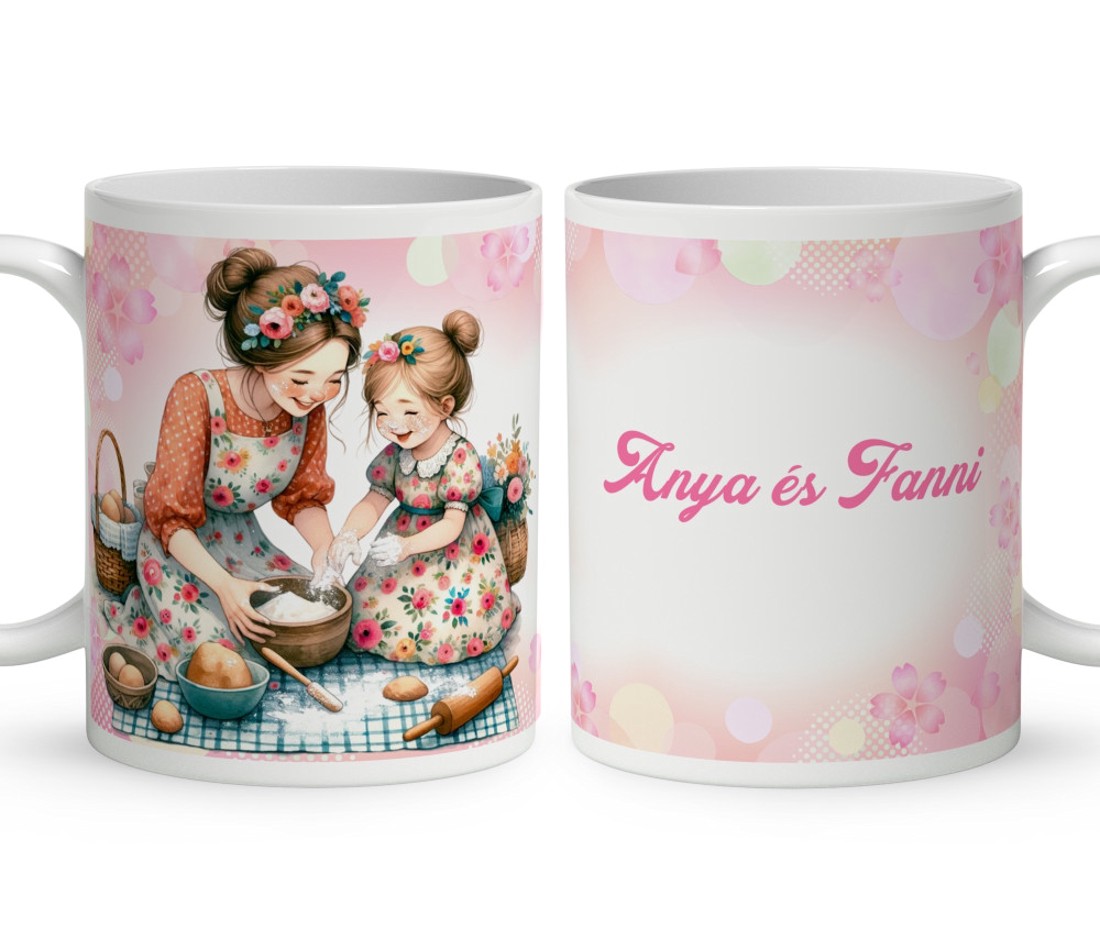 Kérd a neveddel - Anya és lánya sütés mintás bögre - otthon & életmód - konyhafelszerelés, tálalás - tálalás - bögre & csésze - Meska.hu