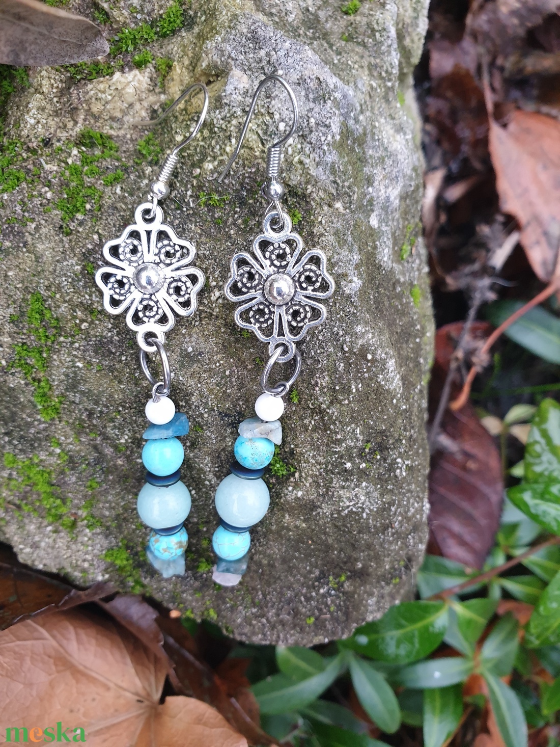 Kékvíz fülbevaló - ékszer - fülbevaló - lógó fülbevaló - Meska.hu