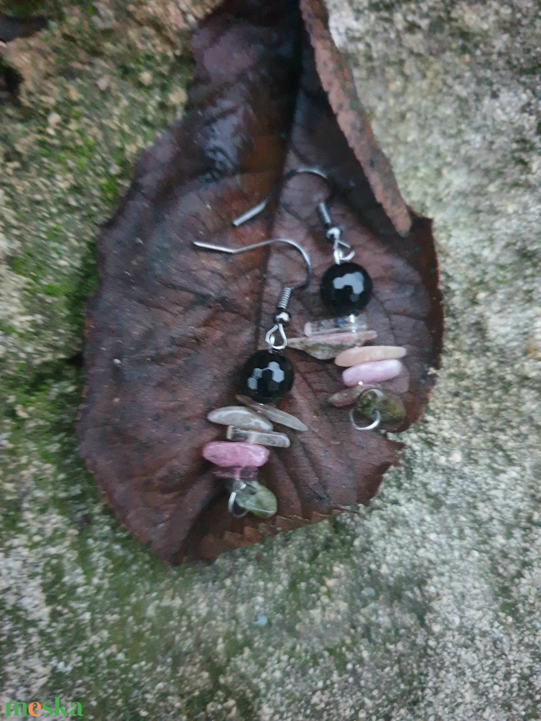 Tiszta gondolatok fülbevaló turmalinból - ékszer - fülbevaló - lógó fülbevaló - Meska.hu