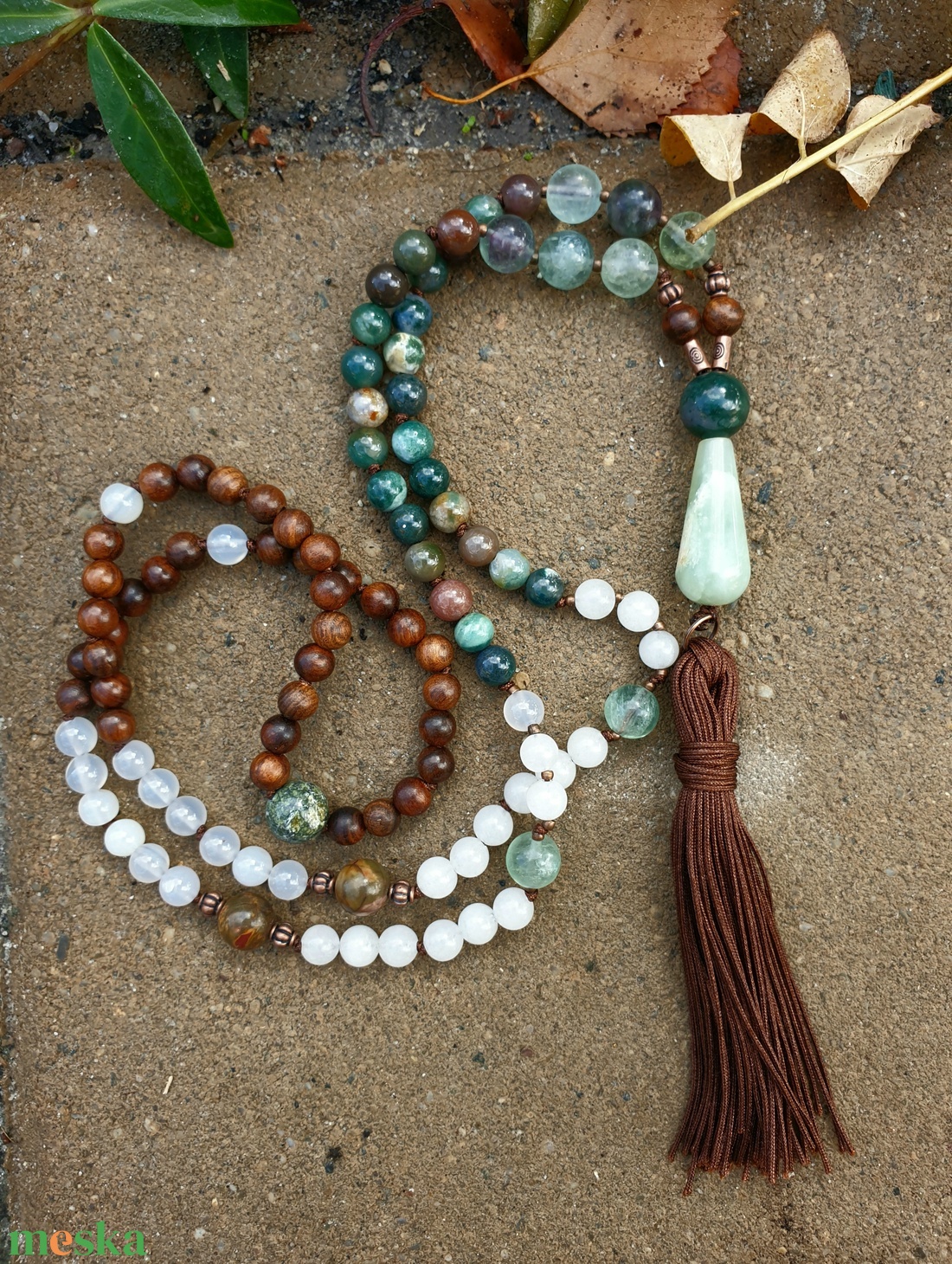 Meditatív elmélyülés 108 szemes Mala - ékszer - nyaklánc - bojtos nyaklánc - Meska.hu