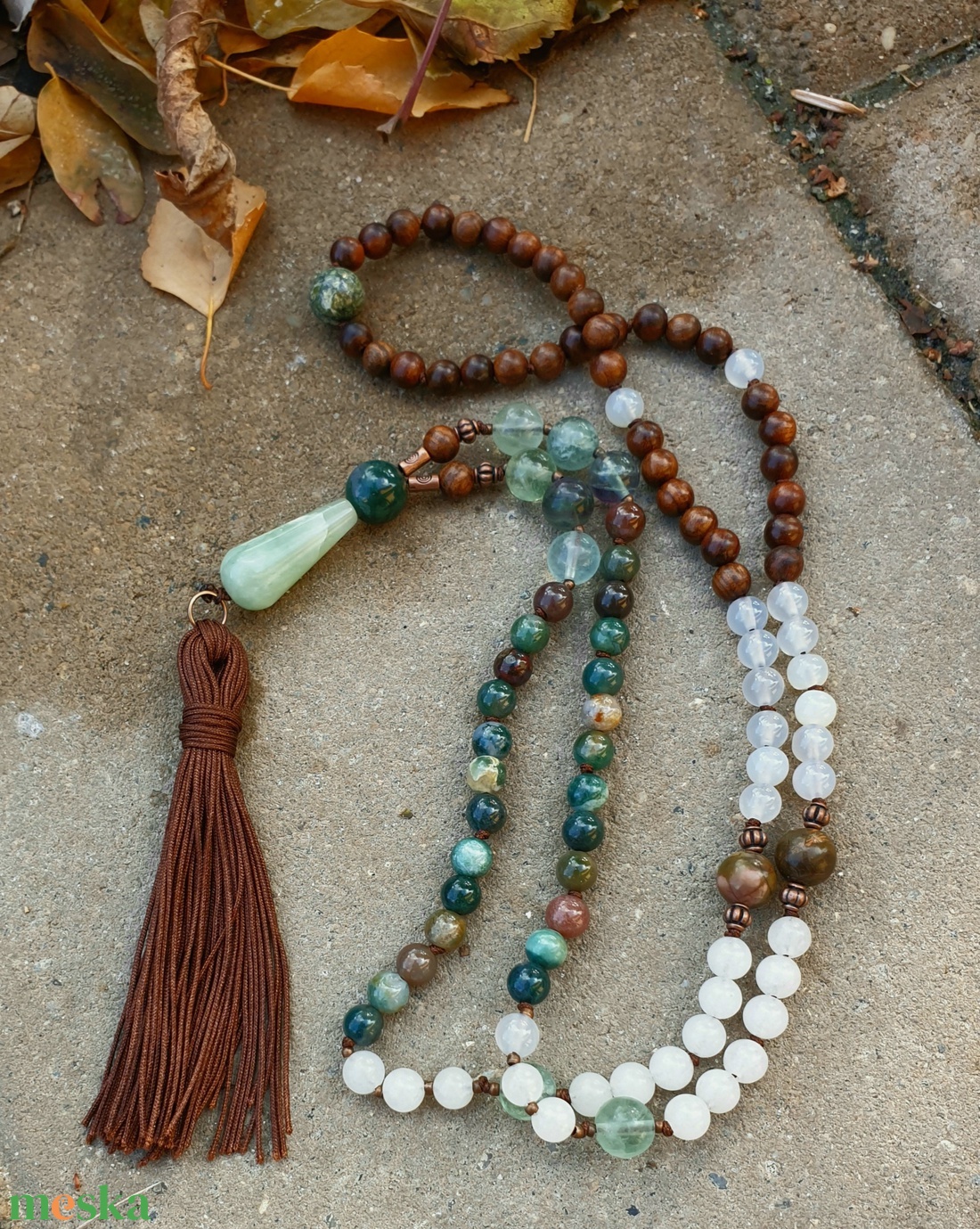 Meditatív elmélyülés 108 szemes Mala - ékszer - nyaklánc - bojtos nyaklánc - Meska.hu