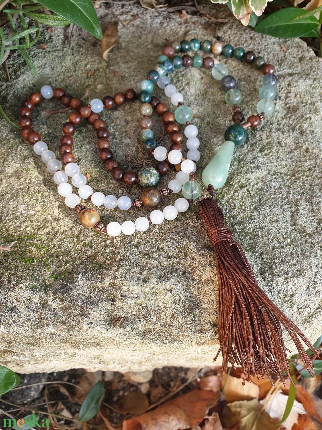 Meditatív elmélyülés 108 szemes Mala - ékszer - nyaklánc - bojtos nyaklánc - Meska.hu