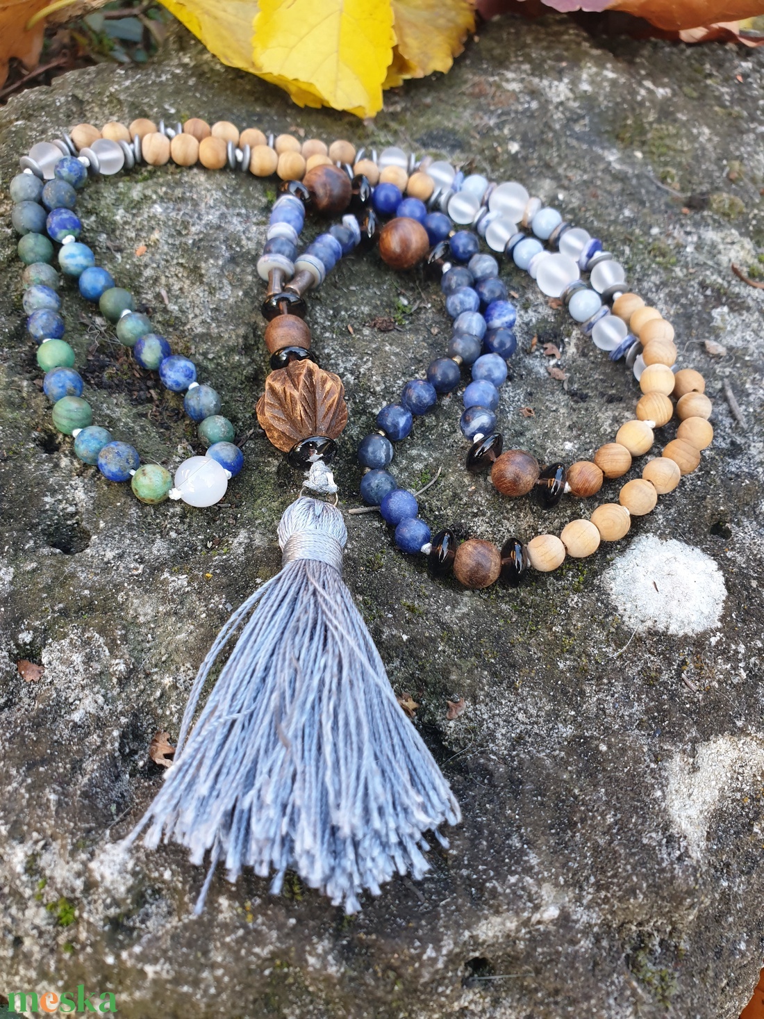 Kékség 108szemes Mala  - ékszer - nyaklánc - bojtos nyaklánc - Meska.hu