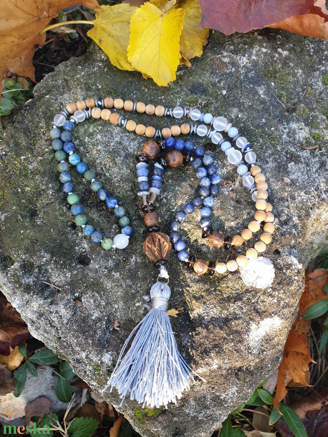 Kékség 108szemes Mala  - ékszer - nyaklánc - bojtos nyaklánc - Meska.hu