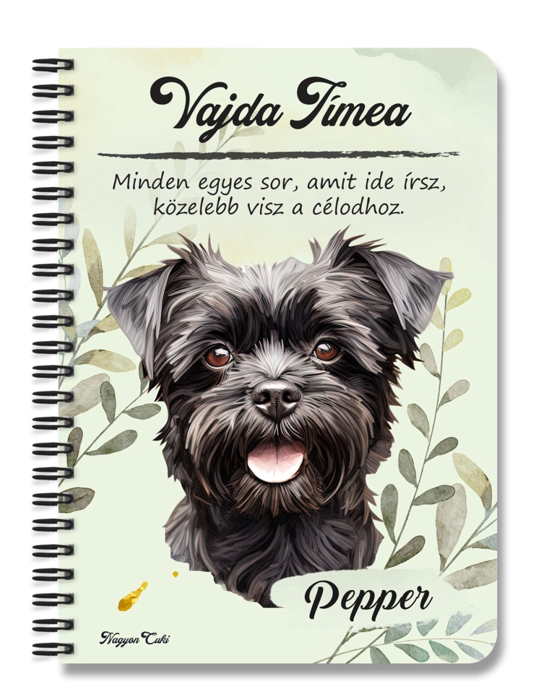 Személyre szabható - Fekete Affenpinscher portré mintás A5-ös füzet - otthon & életmód - papír, írószer - jegyzetfüzet & napló - Meska.hu