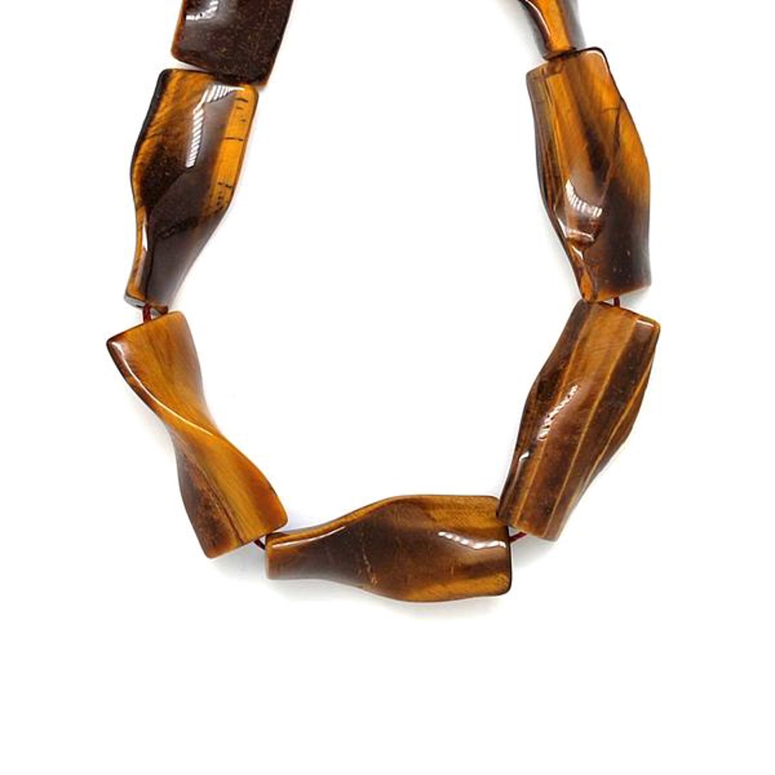 Tigrisszem csavart téglalap 16x37x7mm ékszerkészítő alapanyag (füzér) - kellékek & szerszámok - ásvány alapanyag - ásványfüzér - Meska.hu