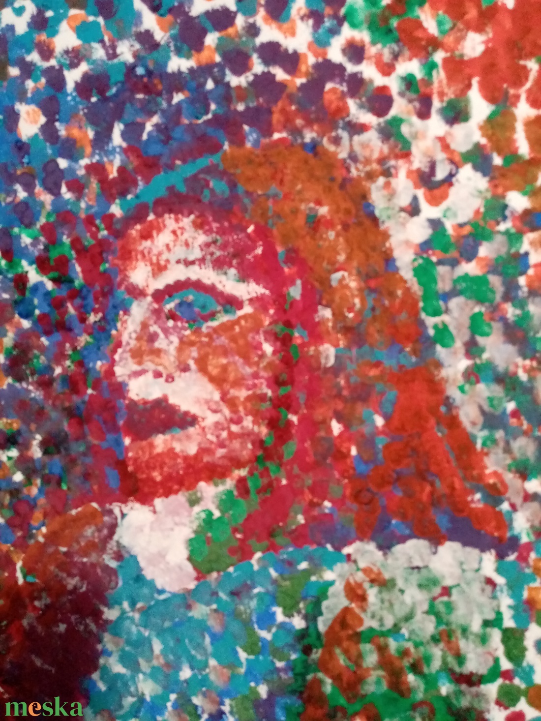 Pointillista lány festmény  - művészet - festmény - festmény vegyes technika - Meska.hu