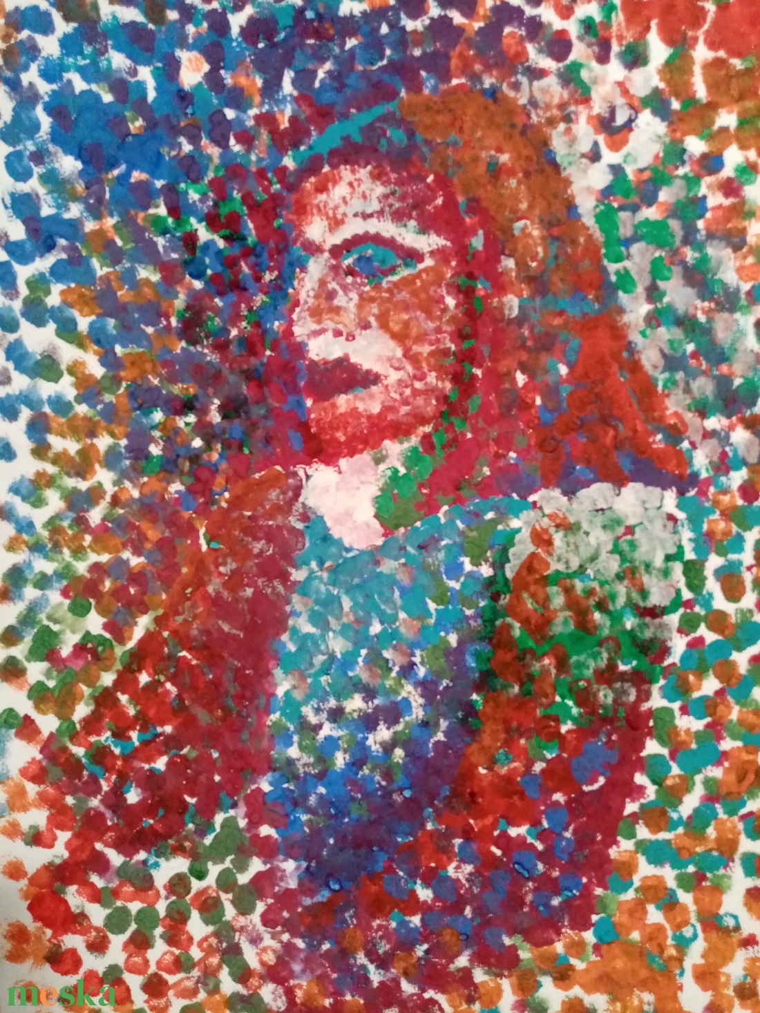 Pointillista lány festmény  - művészet - festmény - festmény vegyes technika - Meska.hu