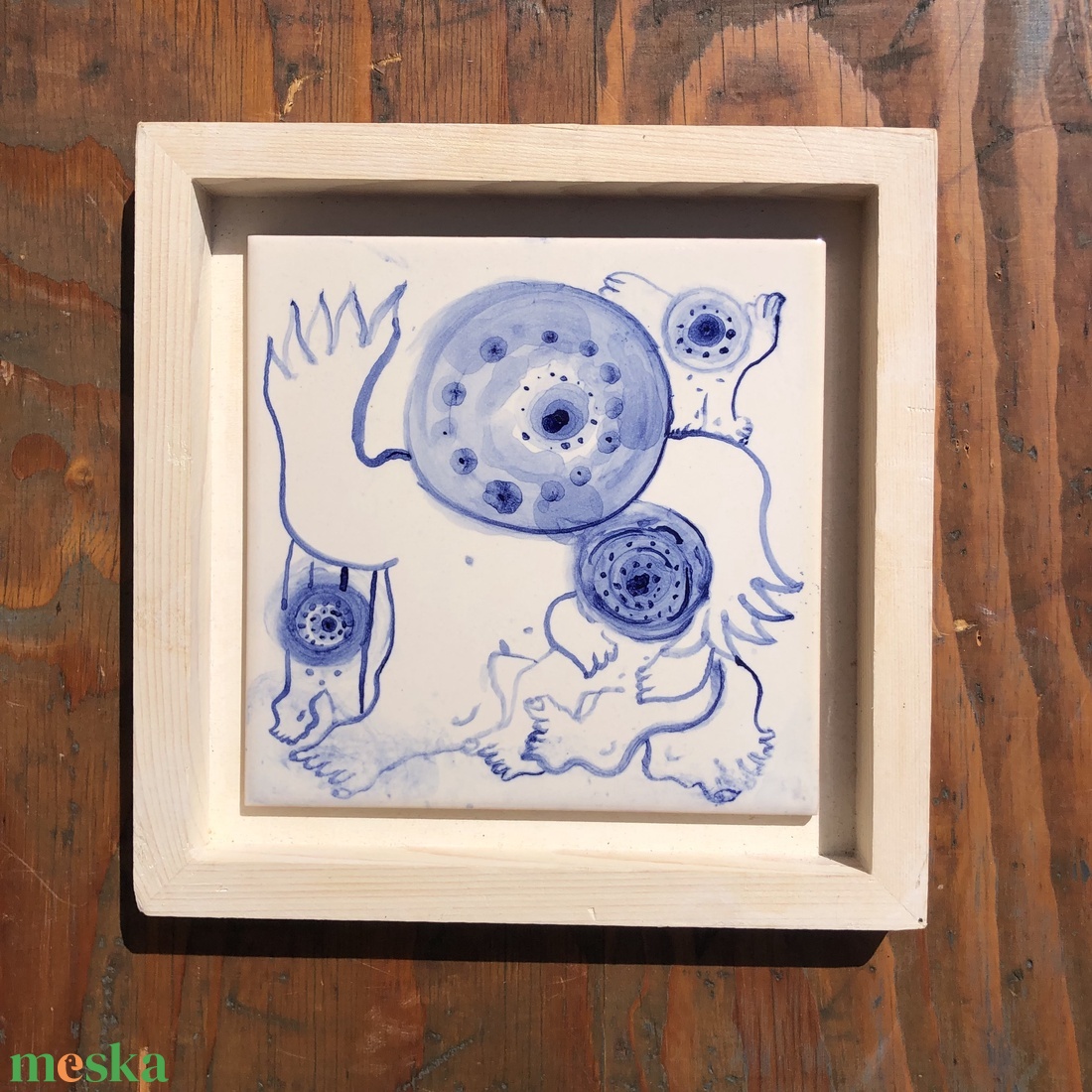 Kézzel festett mázazott portugál csempe, opcionálisan keretben  - otthon & életmód - dekoráció - fali és függő dekoráció - csempe - Meska.hu