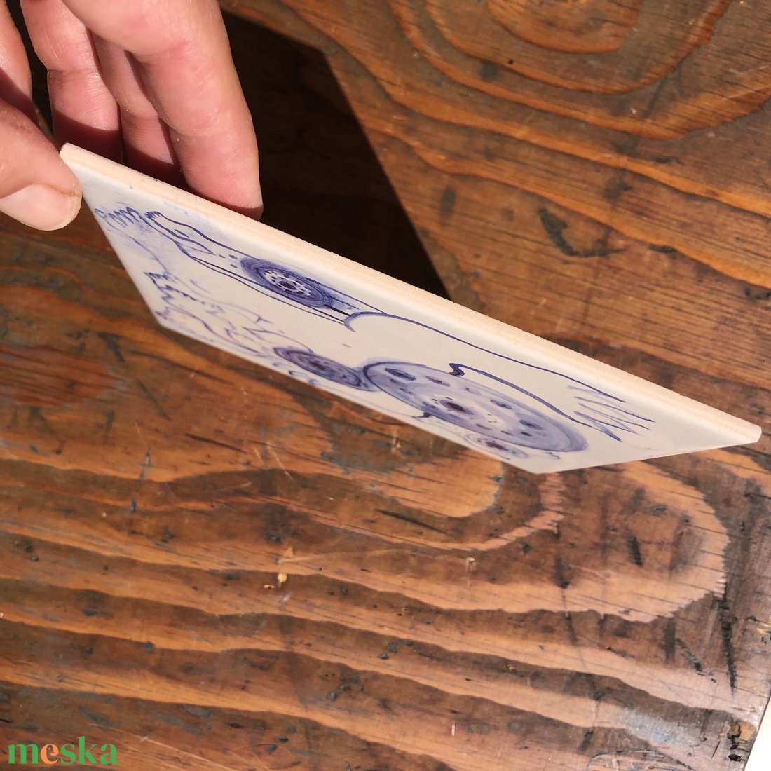 Kézzel festett mázazott portugál csempe, opcionálisan keretben  - otthon & életmód - dekoráció - fali és függő dekoráció - csempe - Meska.hu