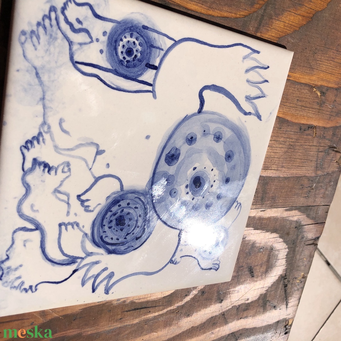 Kézzel festett mázazott portugál csempe, opcionálisan keretben  - otthon & életmód - dekoráció - fali és függő dekoráció - csempe - Meska.hu