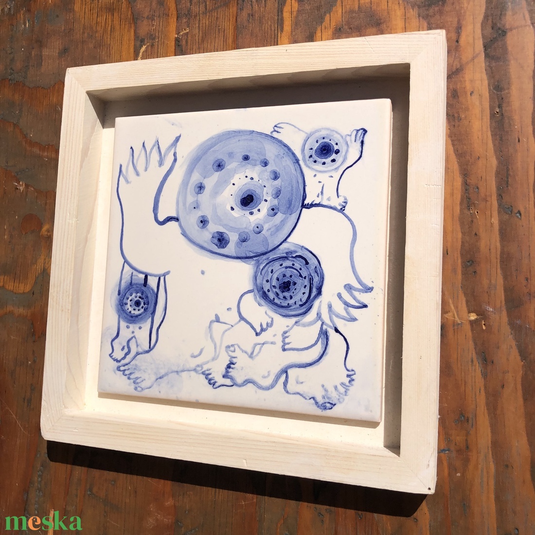 Kézzel festett mázazott portugál csempe, opcionálisan keretben  - otthon & életmód - dekoráció - fali és függő dekoráció - csempe - Meska.hu