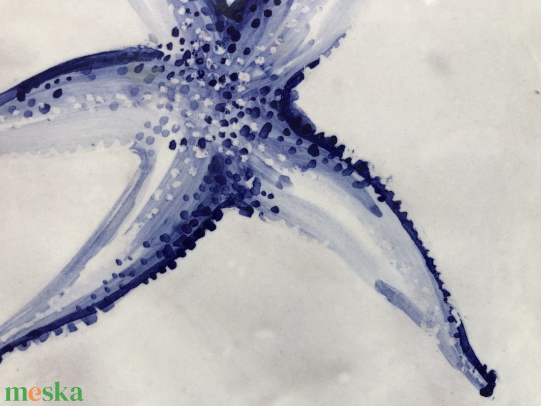 Kézzel festett mázazott portugál csempekép Tengeri csillag,  - otthon & életmód - dekoráció - fali és függő dekoráció - csempe - Meska.hu