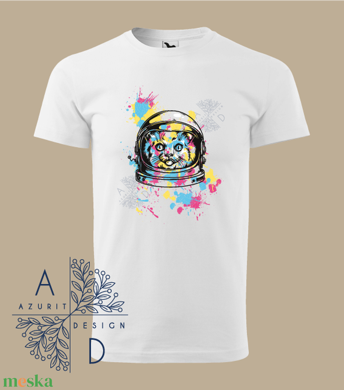 Astronaut cat - ruha & divat - női ruha - póló, felső - Meska.hu