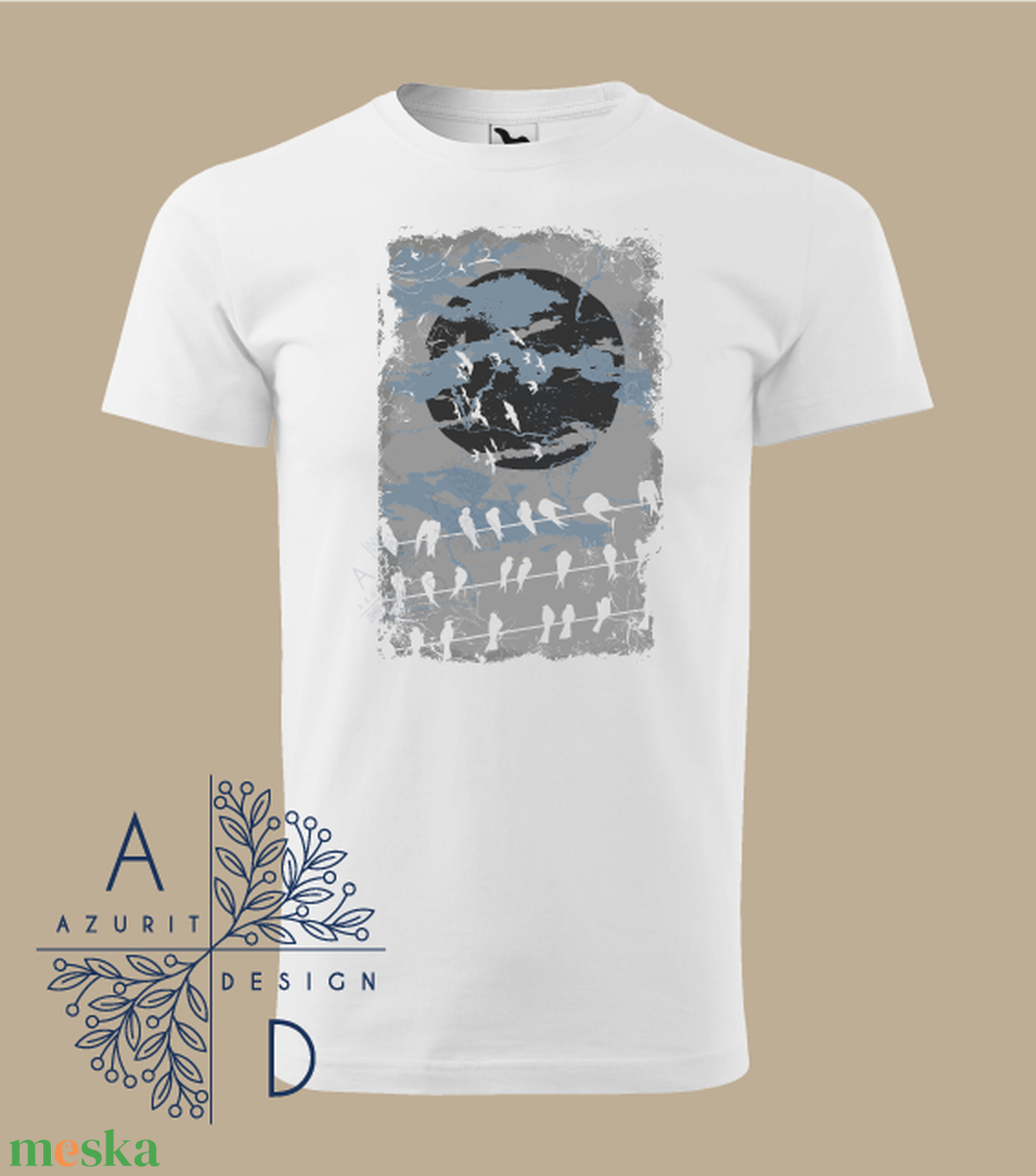 Moon and birds - ruha & divat - női ruha - póló, felső - Meska.hu