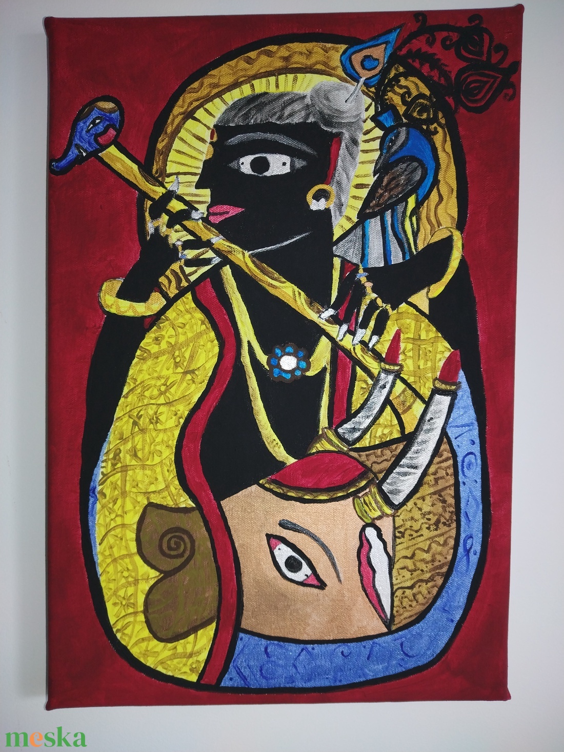 Krishna, 45 x 30 cm - művészet - festmény - akril - Meska.hu