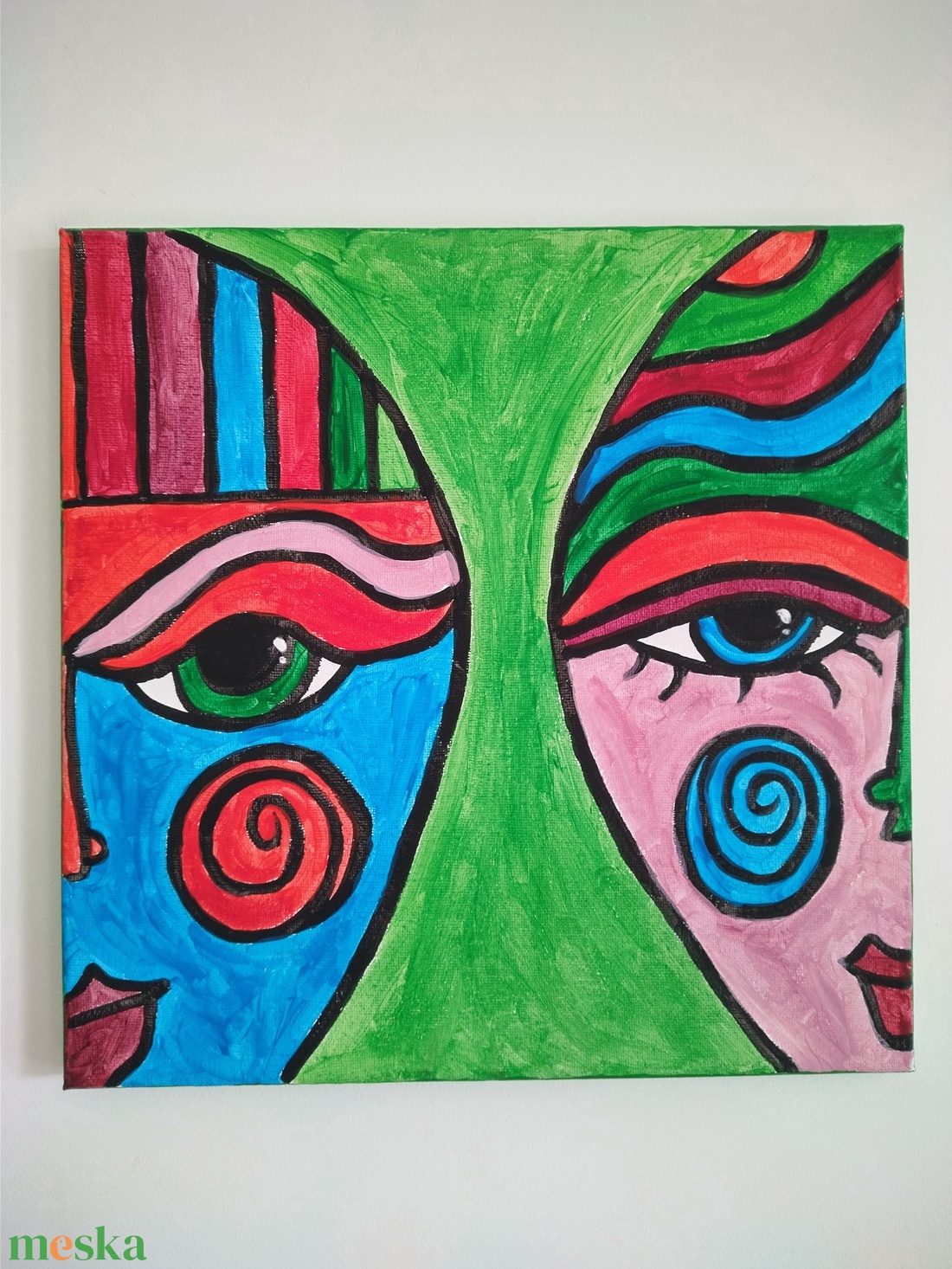 Maszkok 30 x 30 cm - művészet - festmény - akril - Meska.hu Maszkok 30 x 30 cm - művészet - festmény - akril - Meska.hu