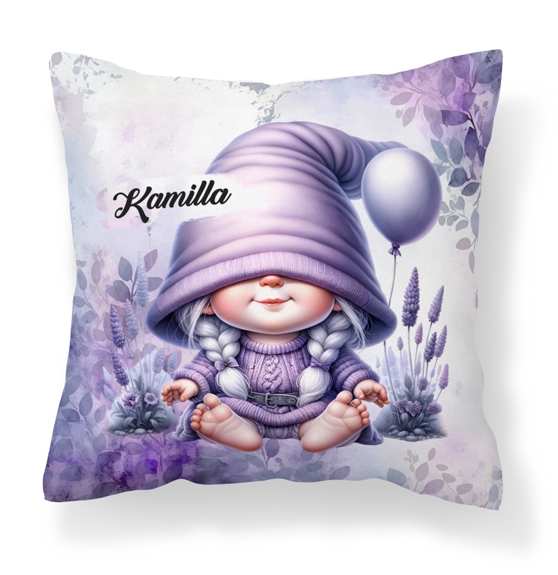 Névvel kérhető - Lufis levendulás manólány mintás párna - otthon & életmód - lakástextil - párna & párnahuzat - díszpárna (belsővel együtt) - Meska.hu