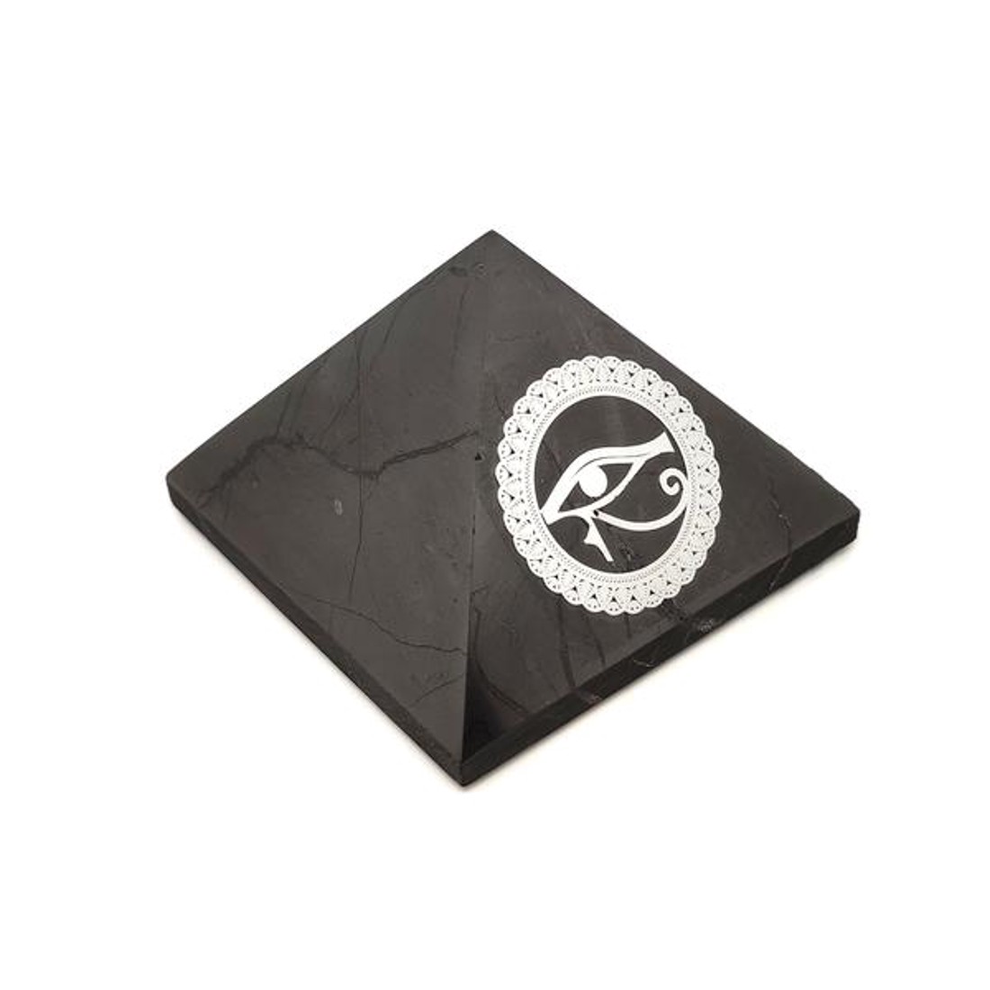 Shungit piramis Hórusz szeme ezüst matricás 6cm - kellékek & szerszámok - ásvány alapanyag - shungit piramis - Meska.hu Shungit piramis Hórusz szeme ezüst matricás 6cm - kellékek & szerszámok - ásvány alapanyag - shungit piramis - Meska.hu