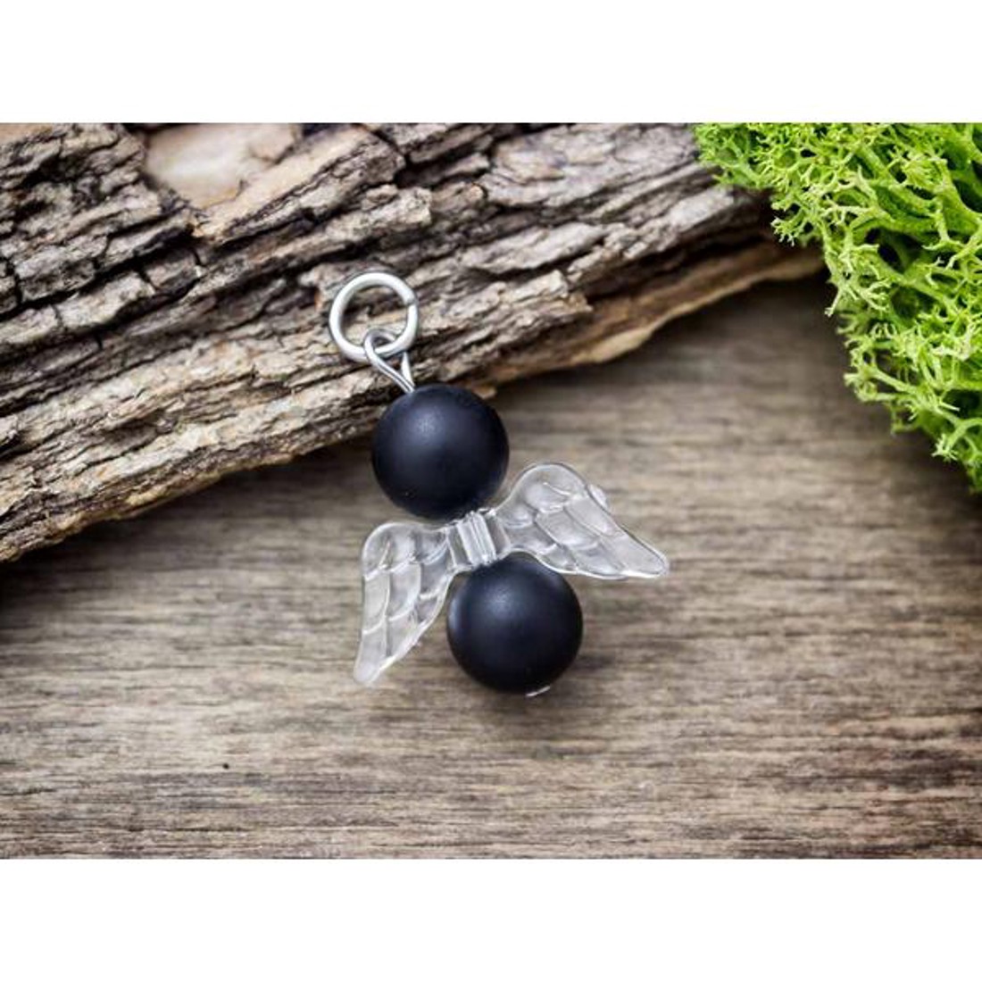 Védelmező angyal matt ónix ásvány medál - ékszer - nyaklánc - medál - Meska.hu