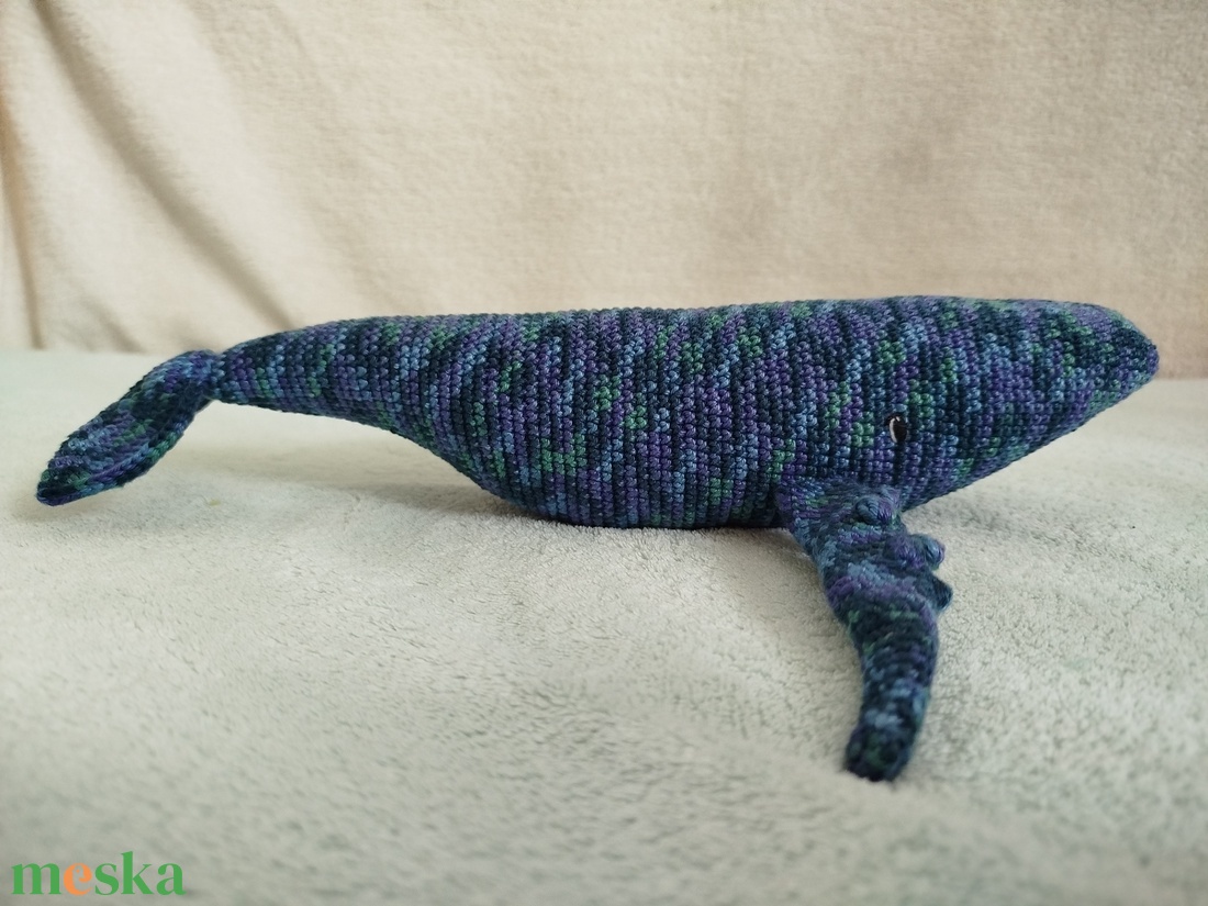 Horgolt bálna hímzett szemmel - játék & sport - plüssállat & játékfigura - más figura - Meska.hu