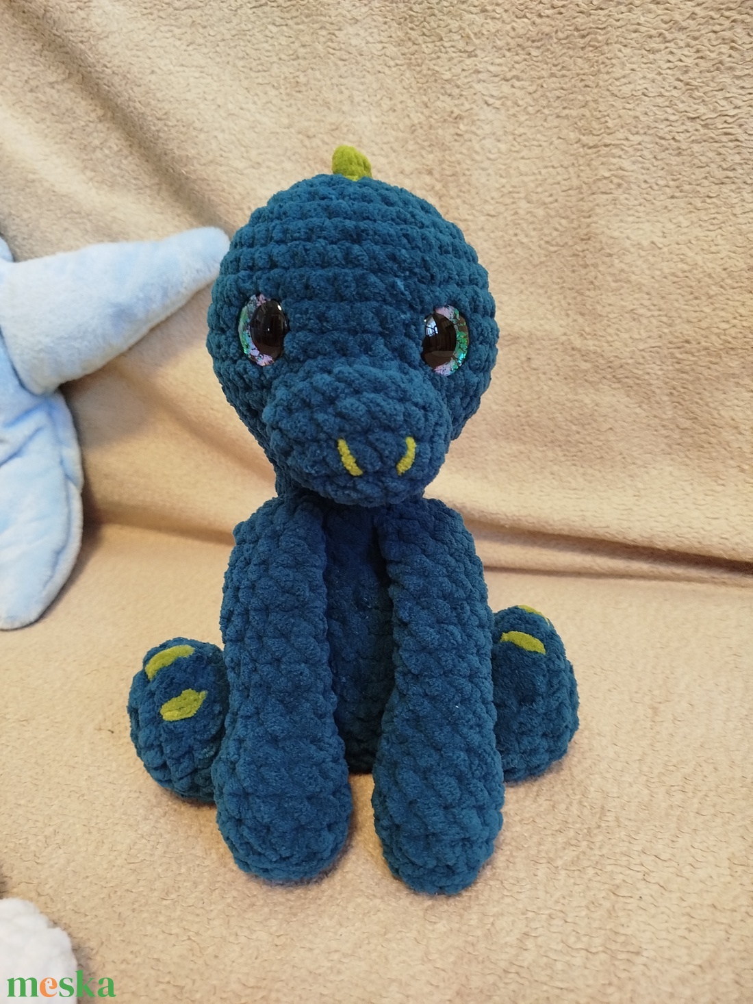 Horgolt sötétzöld dínó - játék & sport - plüssállat & játékfigura - plüss dínók - Meska.hu