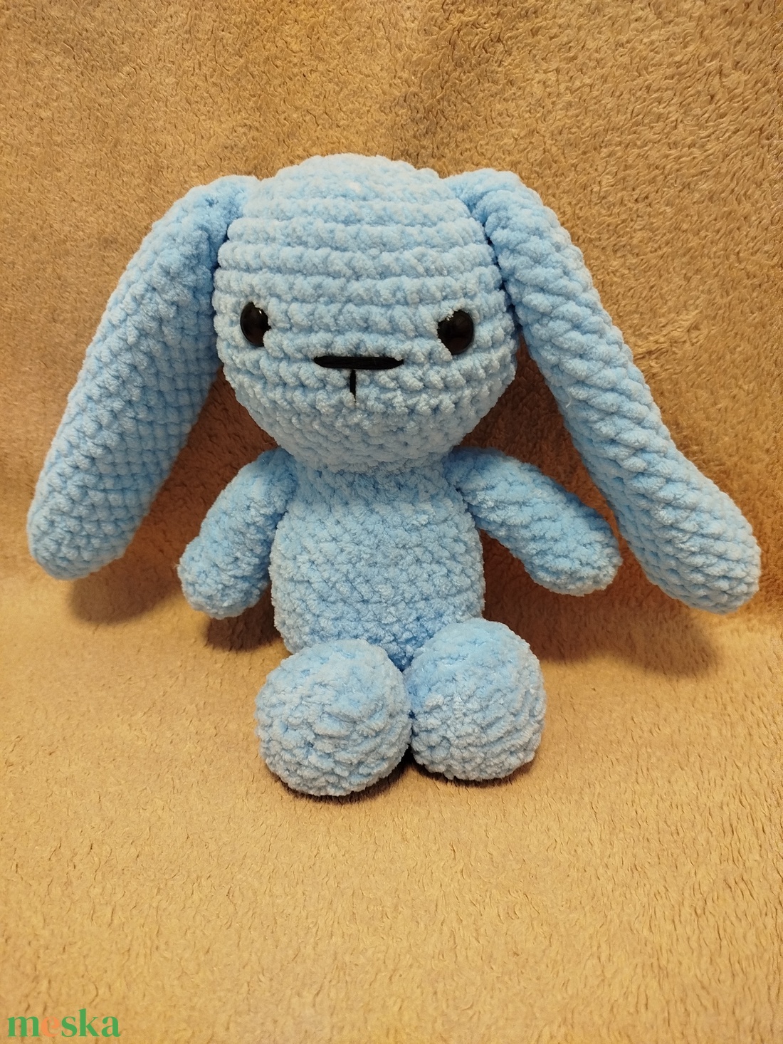 Horgolt világoskék nyuszi - játék & sport - plüssállat & játékfigura - nyuszi - Meska.hu