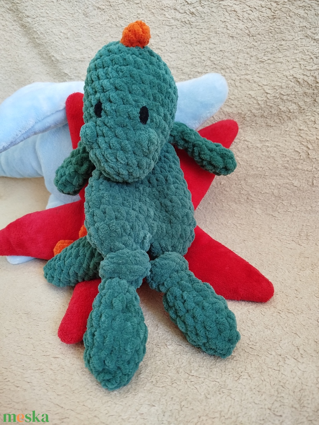 Horgolt dínó szundipajti  - játék & sport - plüssállat & játékfigura - plüss dínók - Meska.hu