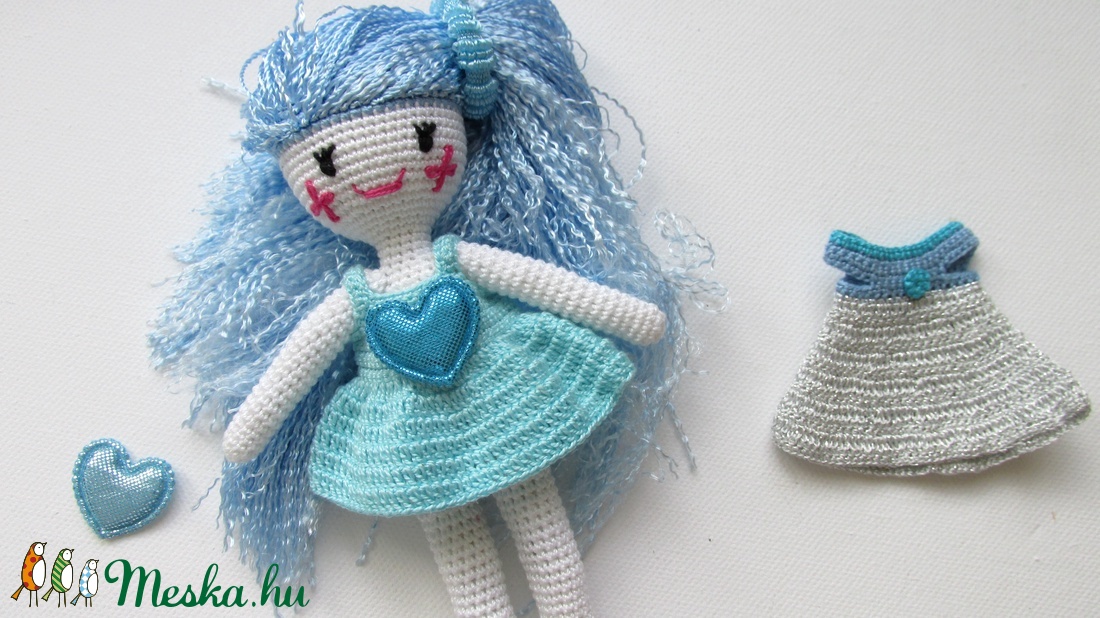 Kékhajú tündér - amigurumi baba - horgolt baba - baba ruhatárral - öltöztetős baba -  - Meska.hu
