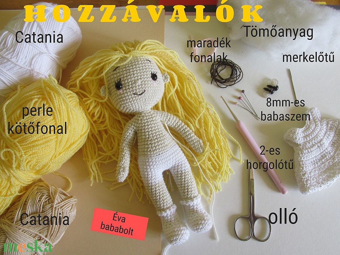 Napsugárka amigurumi baba - PDF minta - diy (csináld magad) - szabásminta, útmutató - horgolási minta - Meska.hu Napsugárka amigurumi baba - PDF minta - diy (csináld magad) - szabásminta, útmutató - horgolási minta - Meska.hu