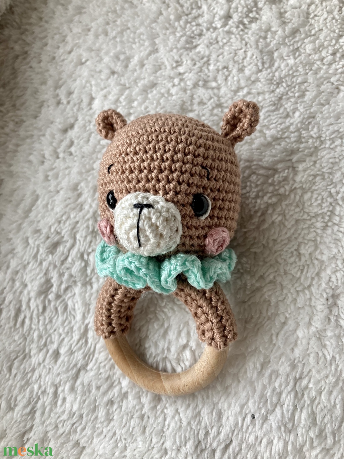 Maci baba csörgő és rágóka - játék & sport - 3 éves kor alattiaknak - csörgő - Meska.hu