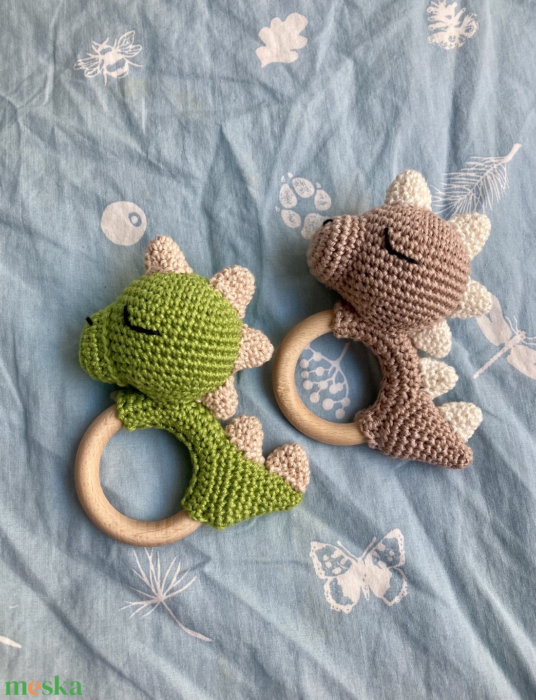 Dínó baba csörgő és rágóka - játék & sport - 3 éves kor alattiaknak - csörgő - Meska.hu