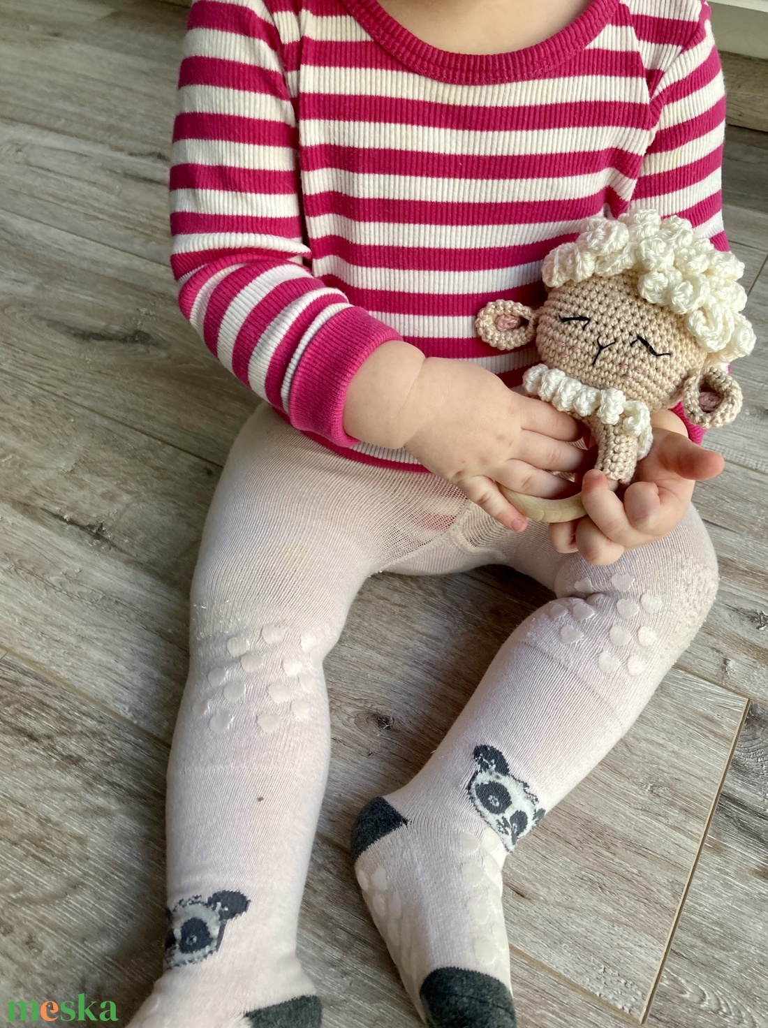 Bárány baba csörgő és rágóka - játék & sport - 3 éves kor alattiaknak - csörgő - Meska.hu