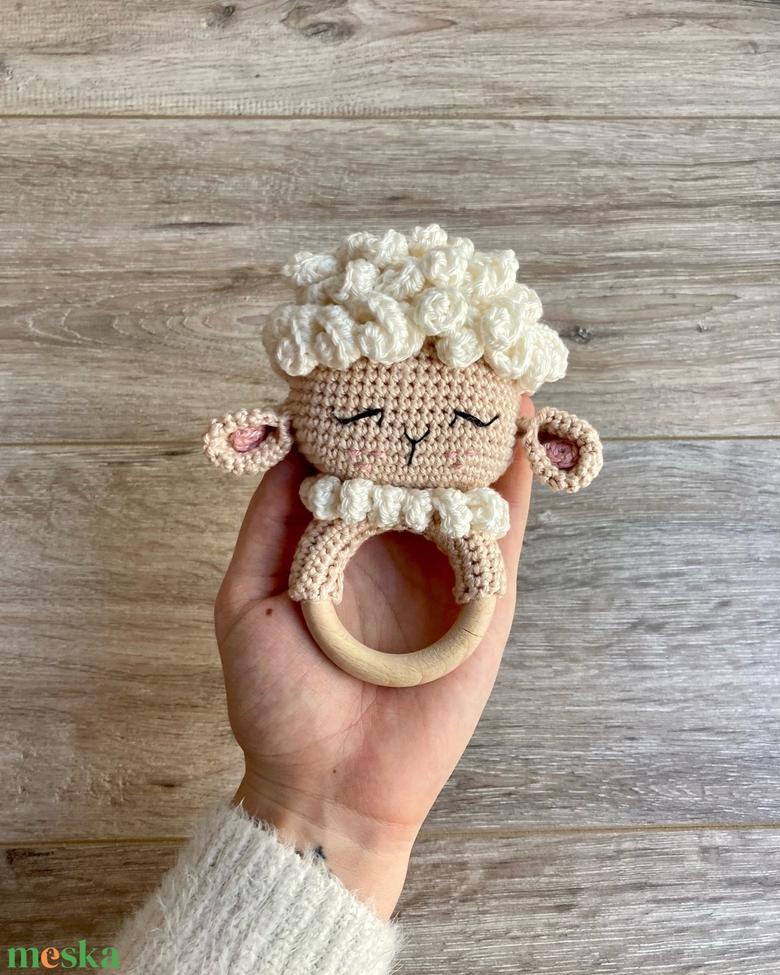 Bárány baba csörgő és rágóka - játék & sport - 3 éves kor alattiaknak - csörgő - Meska.hu