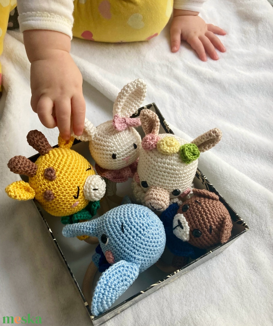 Elefánt baba csörgő és rágóka - játék & sport - 3 éves kor alattiaknak - csörgő - Meska.hu