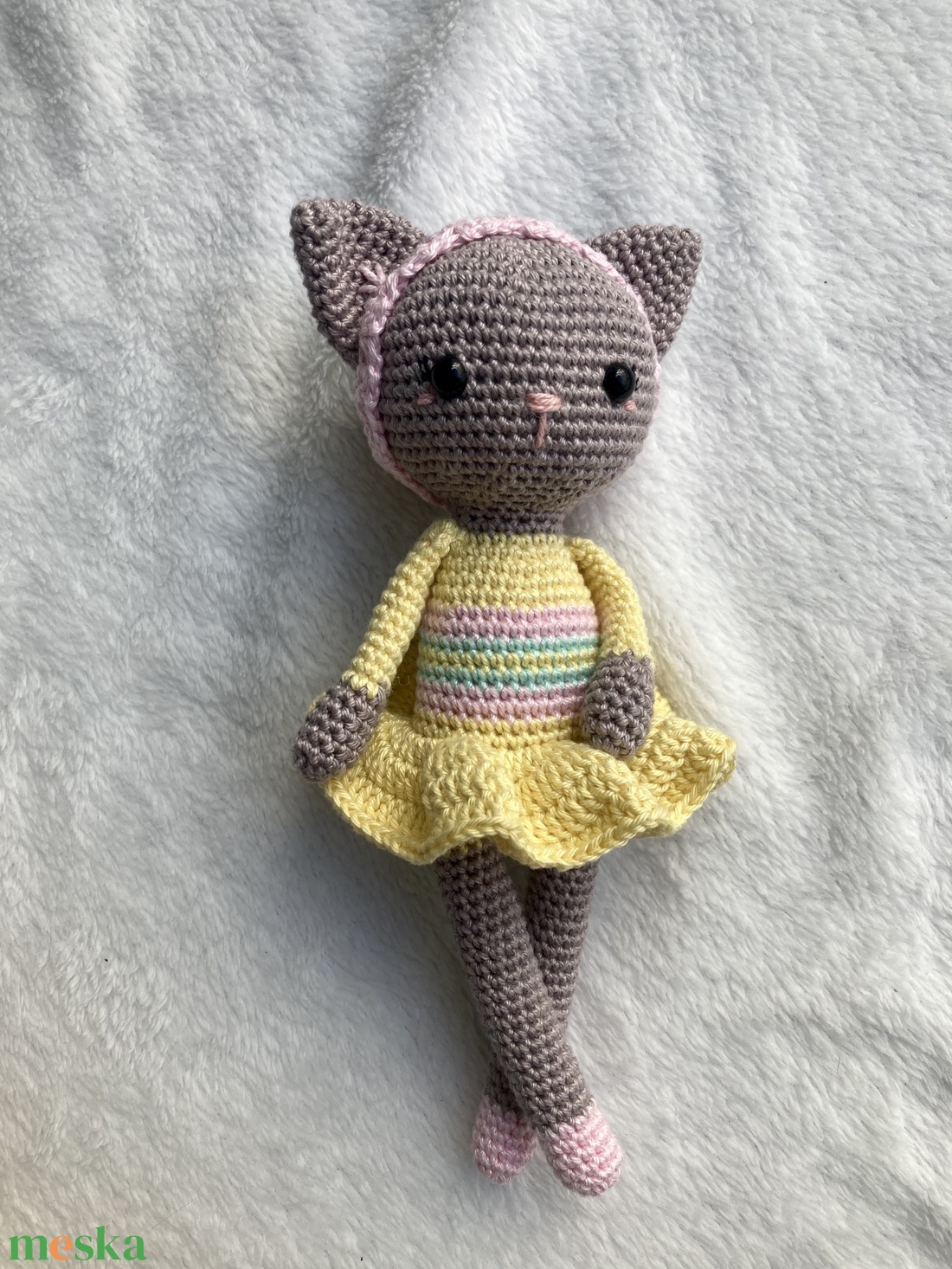 Nagy horgolt balerina cica - játék & sport - plüssállat & játékfigura - cica - Meska.hu