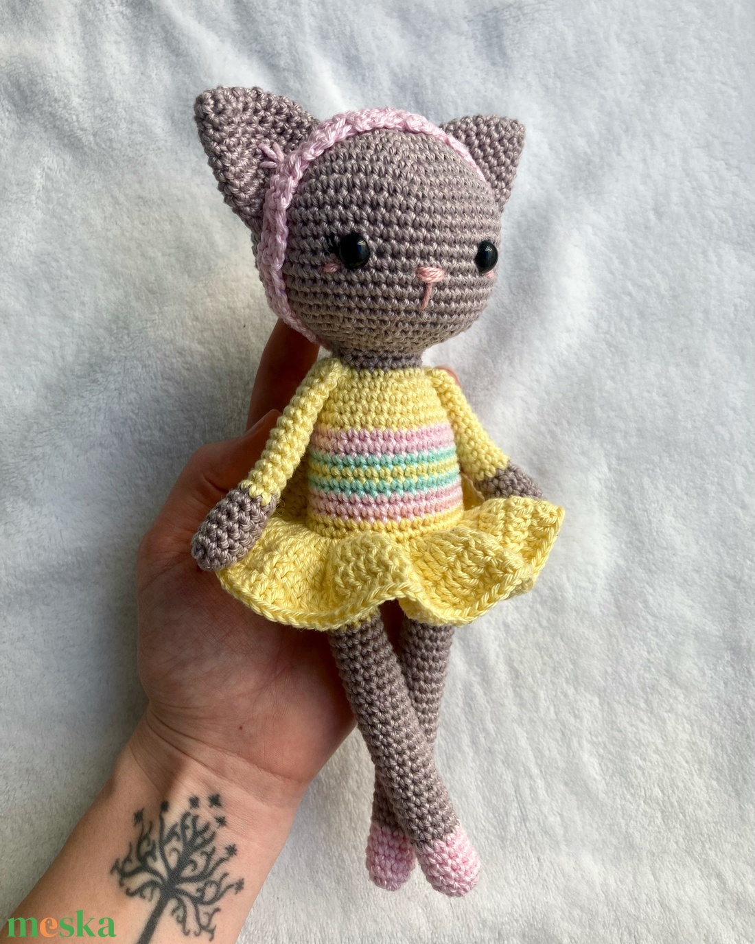 Nagy horgolt balerina cica - játék & sport - plüssállat & játékfigura - cica - Meska.hu