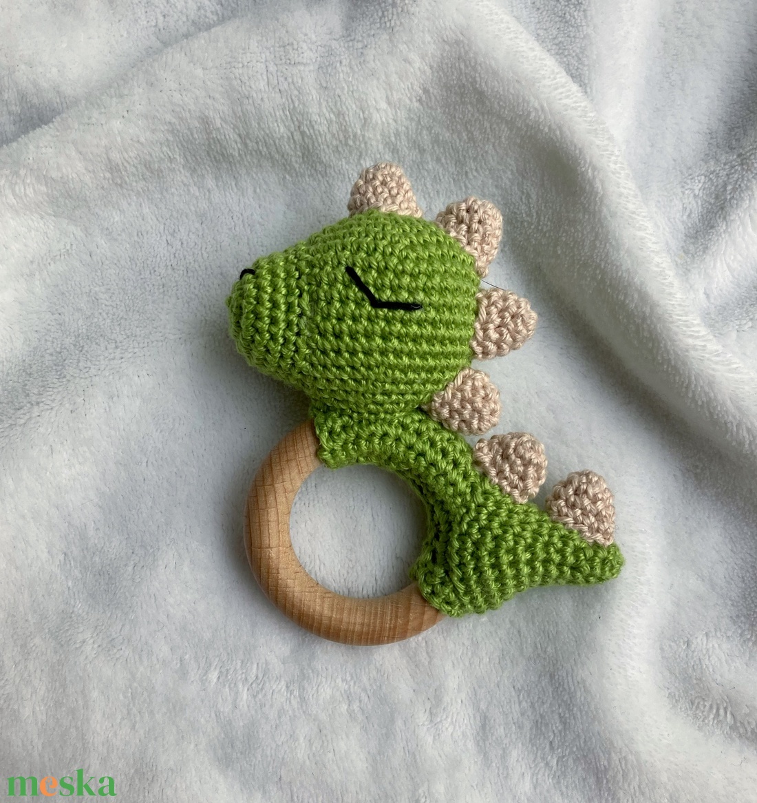 Dínó baba csörgő és rágóka - játék & sport - 3 éves kor alattiaknak - csörgő - Meska.hu